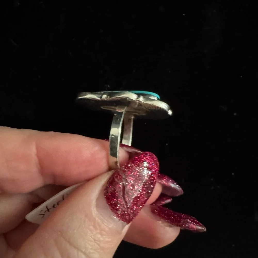 Genuine Turquoise and Sterling Silver‎ Ring